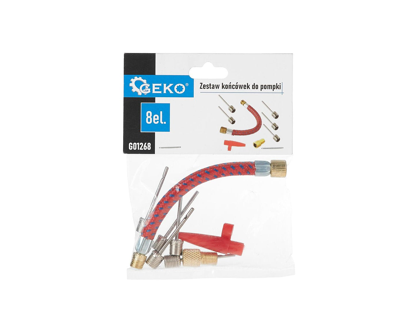 Set accesorii pentru umflare universal, ideal pentru auto biciclete si articole gonflabile 8 piese GEKO
