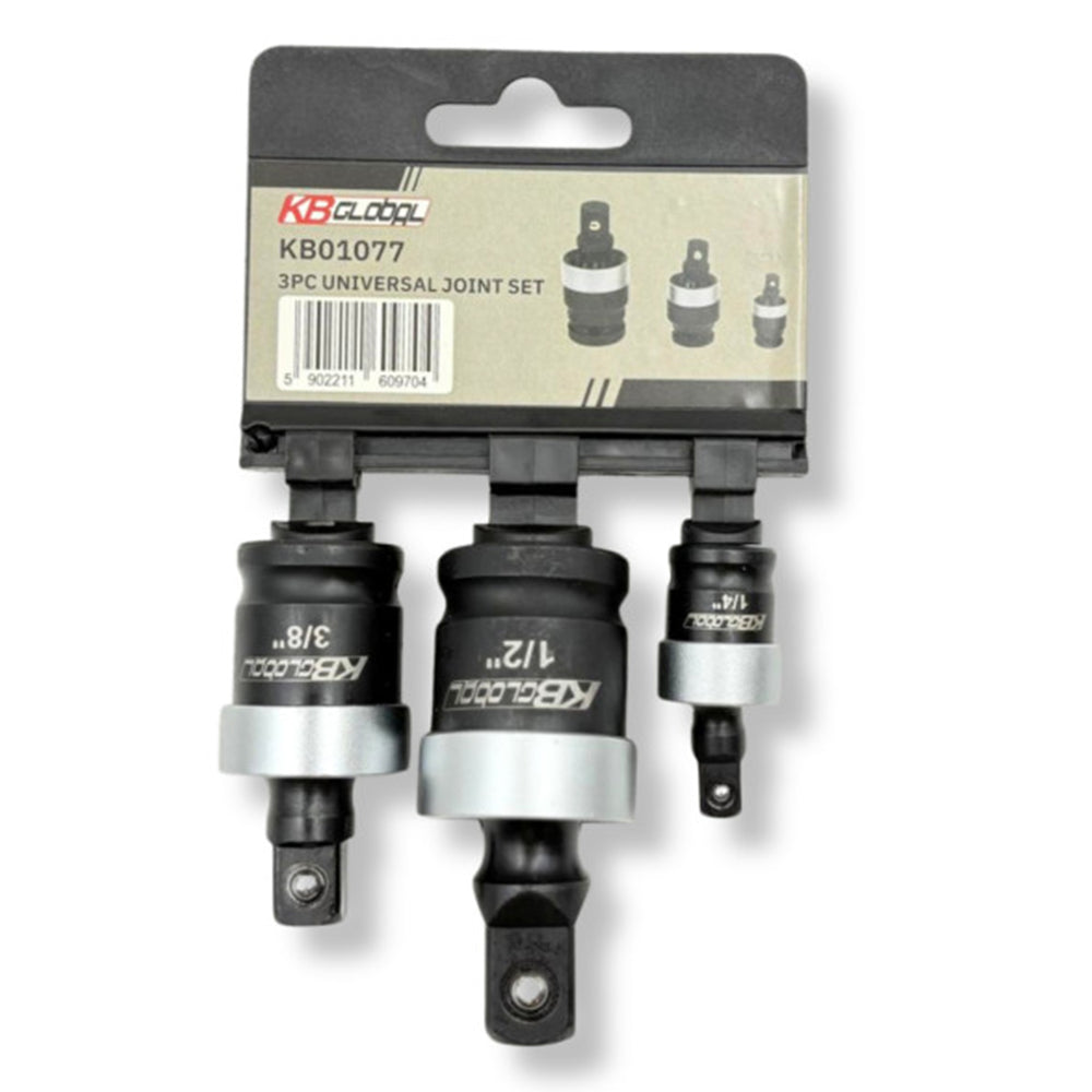 Set adaptor impact cu articulatie cardanica 3 piese  1/4'' 3/8'' 1/2''