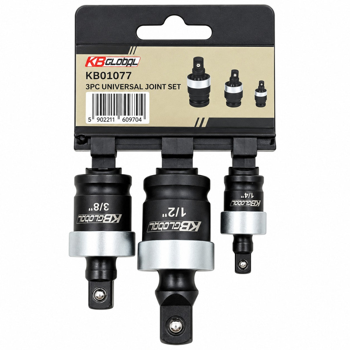 Set adaptor impact cu articulatie cardanica 3 piese  1/4'' 3/8'' 1/2''