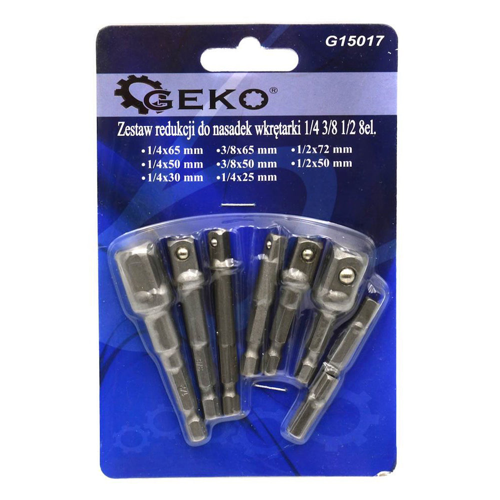 Set biti adaptori hexagonali 1/4'' 3/8'' 1/2'' 8 piese GEKO