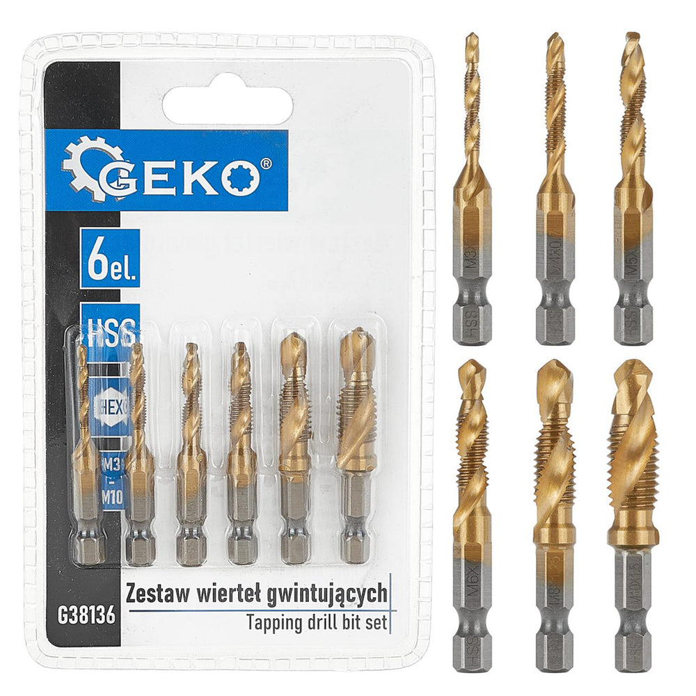 Set burghie, HSS hex m3-m10, 6 piese GEKO