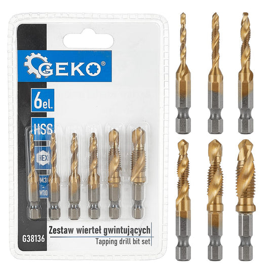 Set burghie, HSS hex m3-m10, 6 piese GEKO