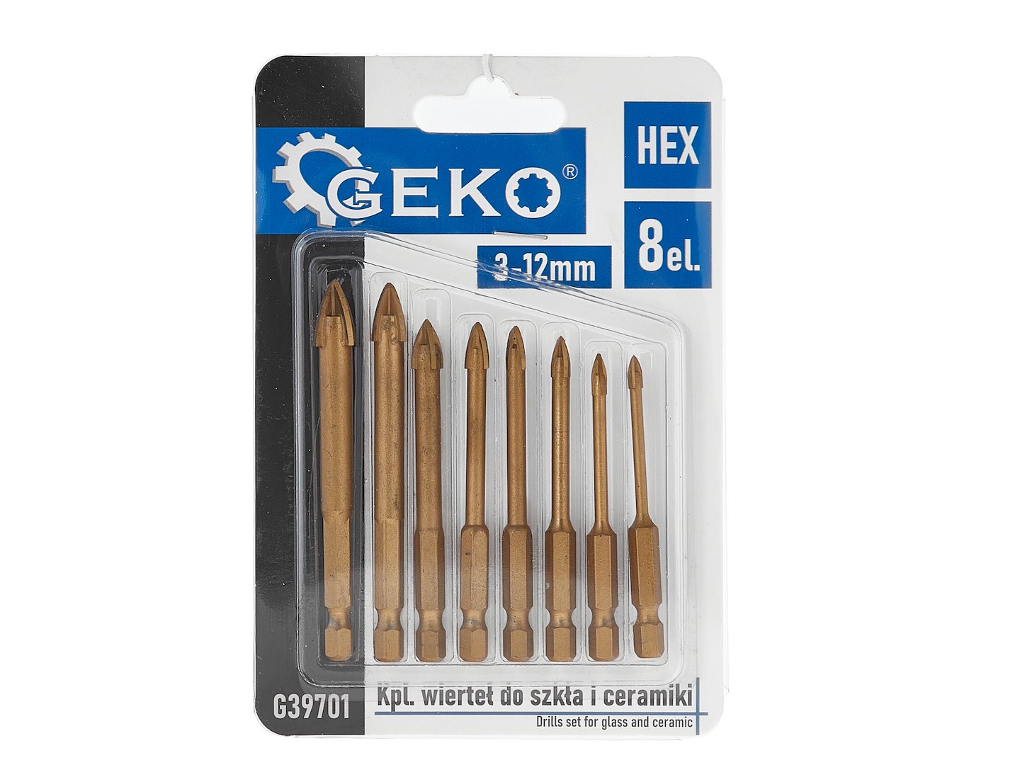 Set burghie pentru sticla si ceramica hex 3-12mm 8 piese GEKO