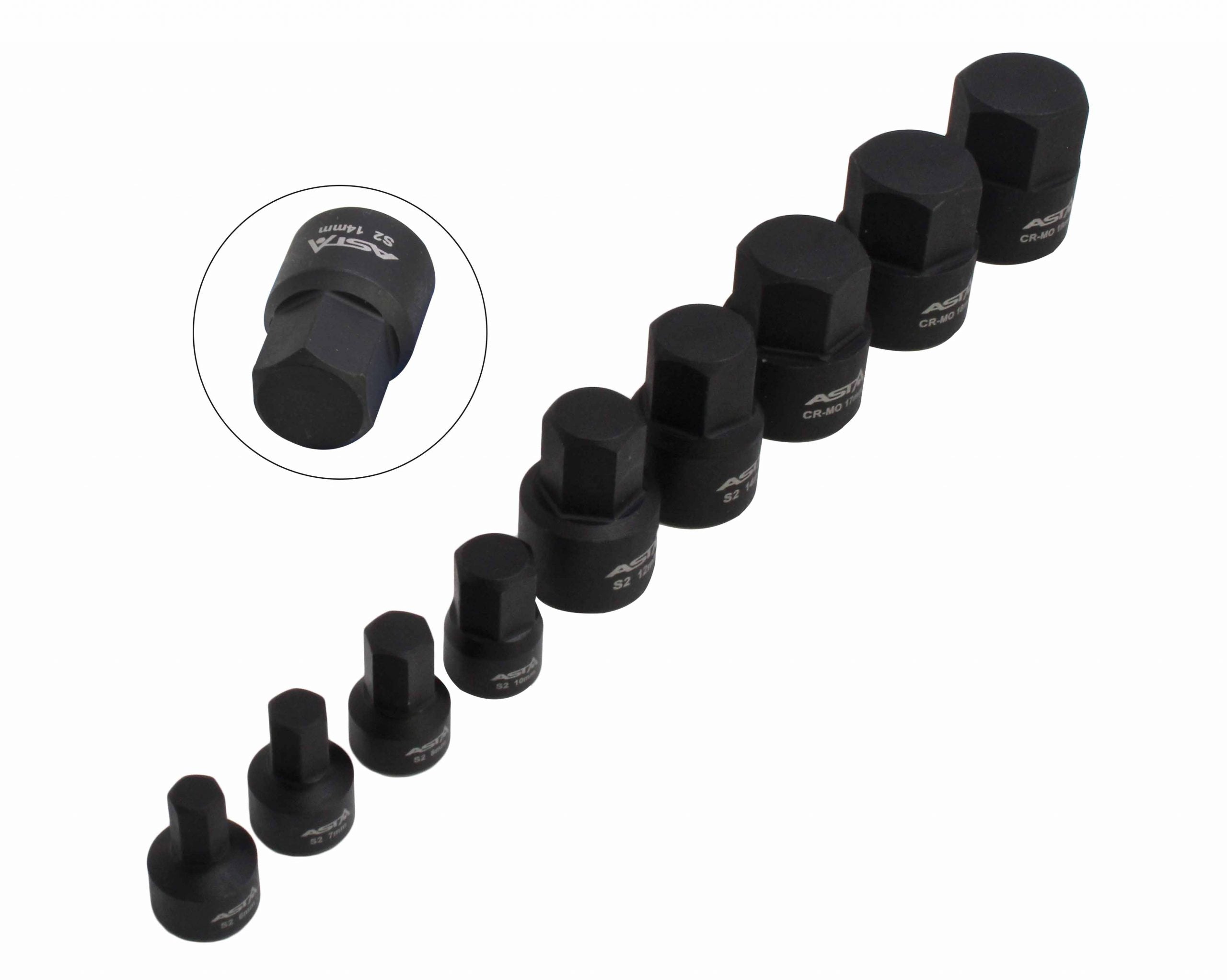 Set capete de chei hexagonale tip imbus 1/4 - 3/8 6-19mm 9 piese