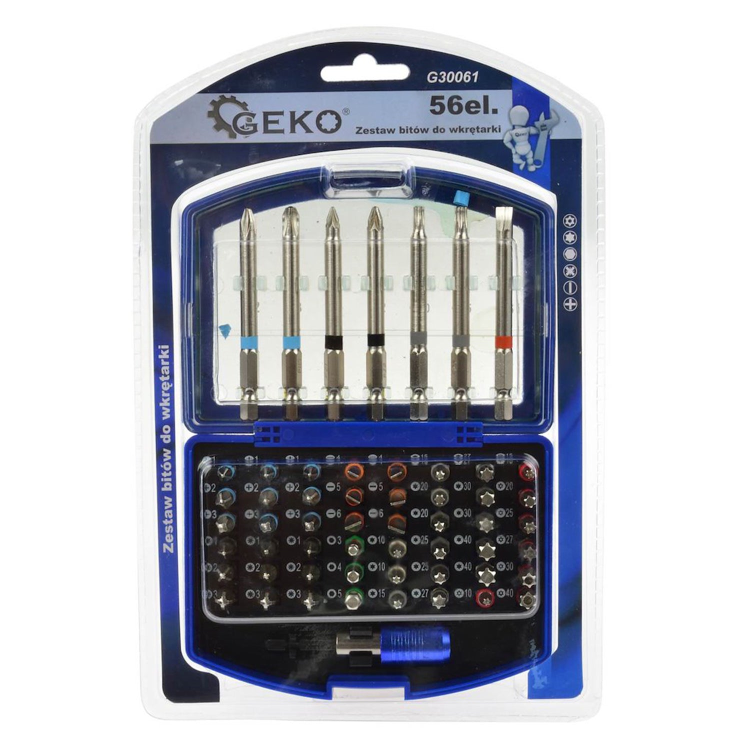 Set capete surubelnita cu biti 56 piese GEKO