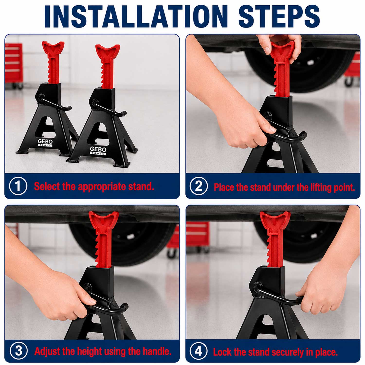 Set capre sustinere auto profesionale 3T suspendat suport auto GEBO TOOLS