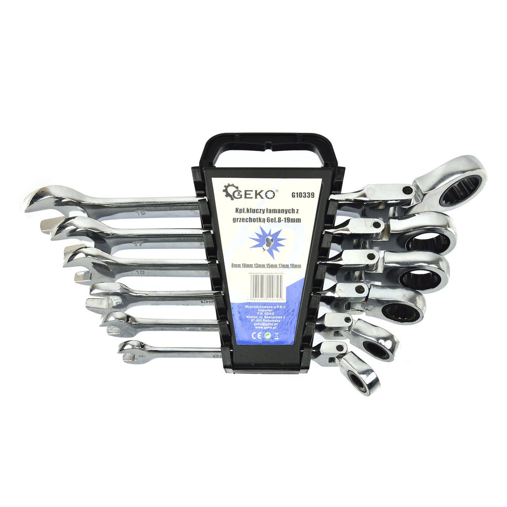 Set chei combinate cu clichet articulate 8-19mm 6buc GEKO