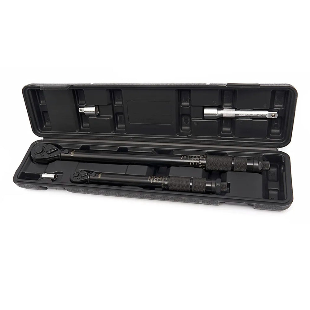 Set chei dinamometrice HBM OLANDA 5 piese, 1/4” (5–25 NM) și 1/2” (28–210 NM), cu prelungitor 125 mm și adaptor