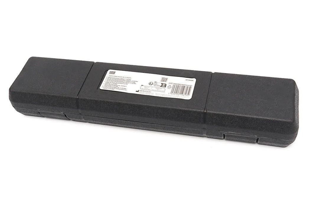 Set chei dinamometrice HBM OLANDA 5 piese, 1/4” (5–25 NM) și 1/2” (28–210 NM), cu prelungitor 125 mm și adaptor
