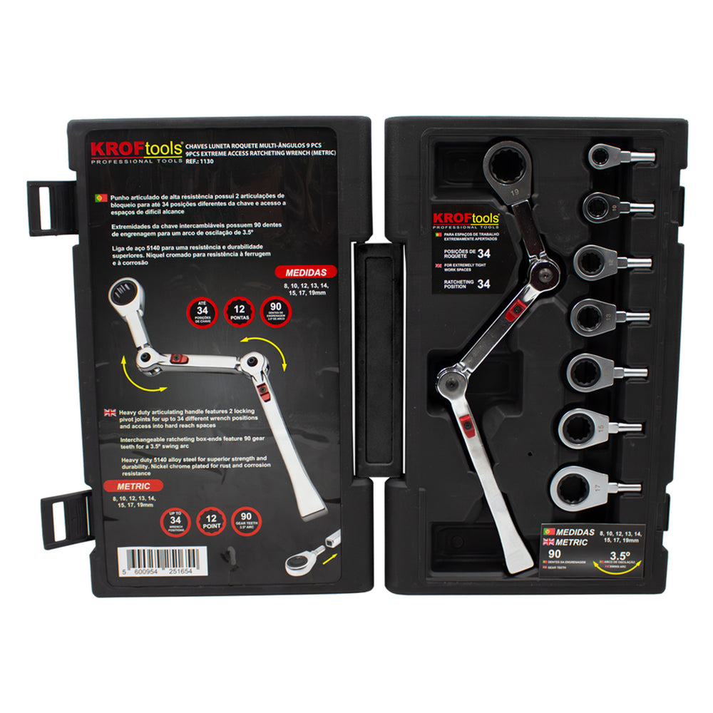 Set chei inelare cu clichet articulat cu cap interschimbabil 9 piese exo-fit