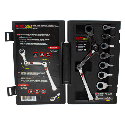 Set chei inelare cu clichet articulat cu cap interschimbabil 9 piese exo-fit