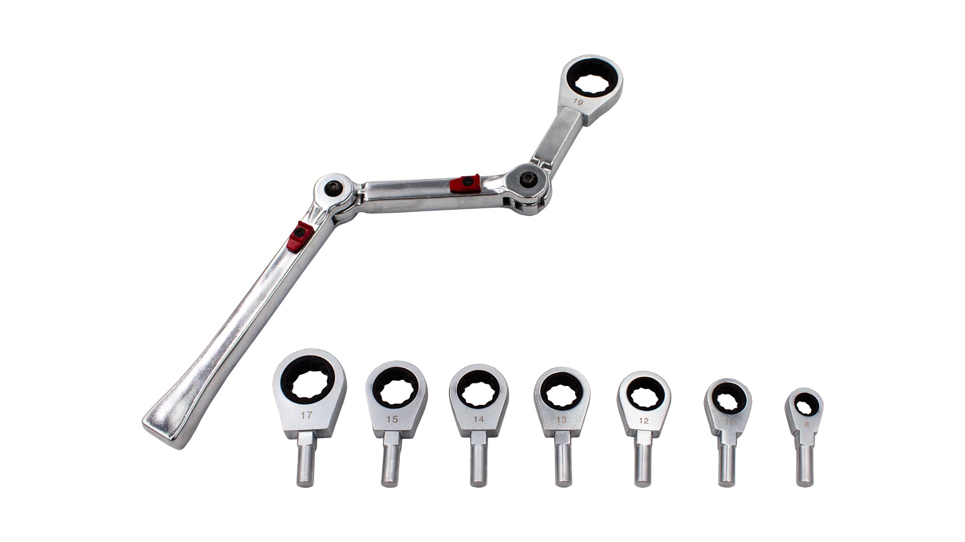 Set chei inelare cu clichet articulat cu cap interschimbabil 9 piese exo-fit