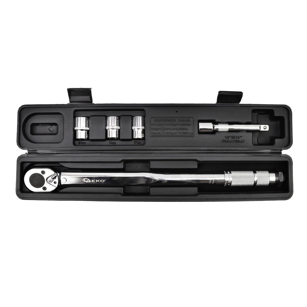 Set cheie dinamometrica 1/2" 28-210NM cu tubulare si prelungitor GEKO
