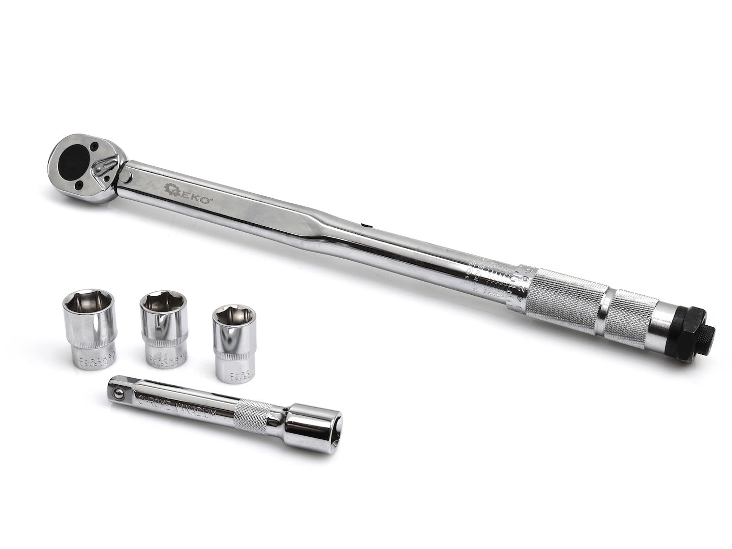 Set cheie dinamometrica 1/2" 28-210NM cu tubulare si prelungitor GEKO