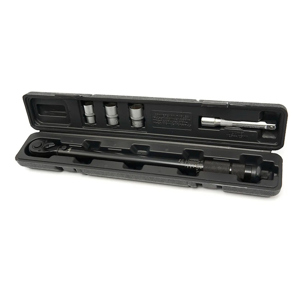 Set cheie dinamometrica 1/2 5 piese 28-210 NM tubulare 1/2 17-19-21 mm prelungitor 1/2 HBM MACHINES OLANDA