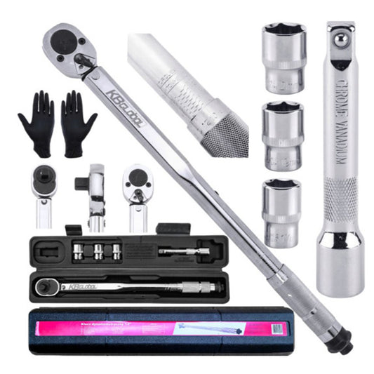 Set cheie dinamometrica 1/2 5 piese 28-210 NM tubulare 17-19-21 mm, prelungitor 1/2 KBGLOBAL