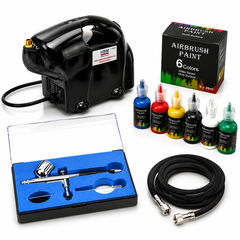 Set complet aerograf AIRBRUSH compresor pistol si vopsea
