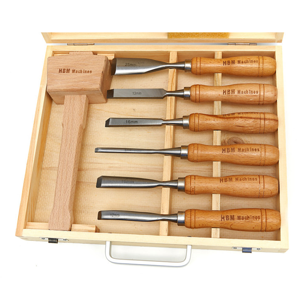 Set dalti pentru lemn cu ciocan 7 piese HBM
