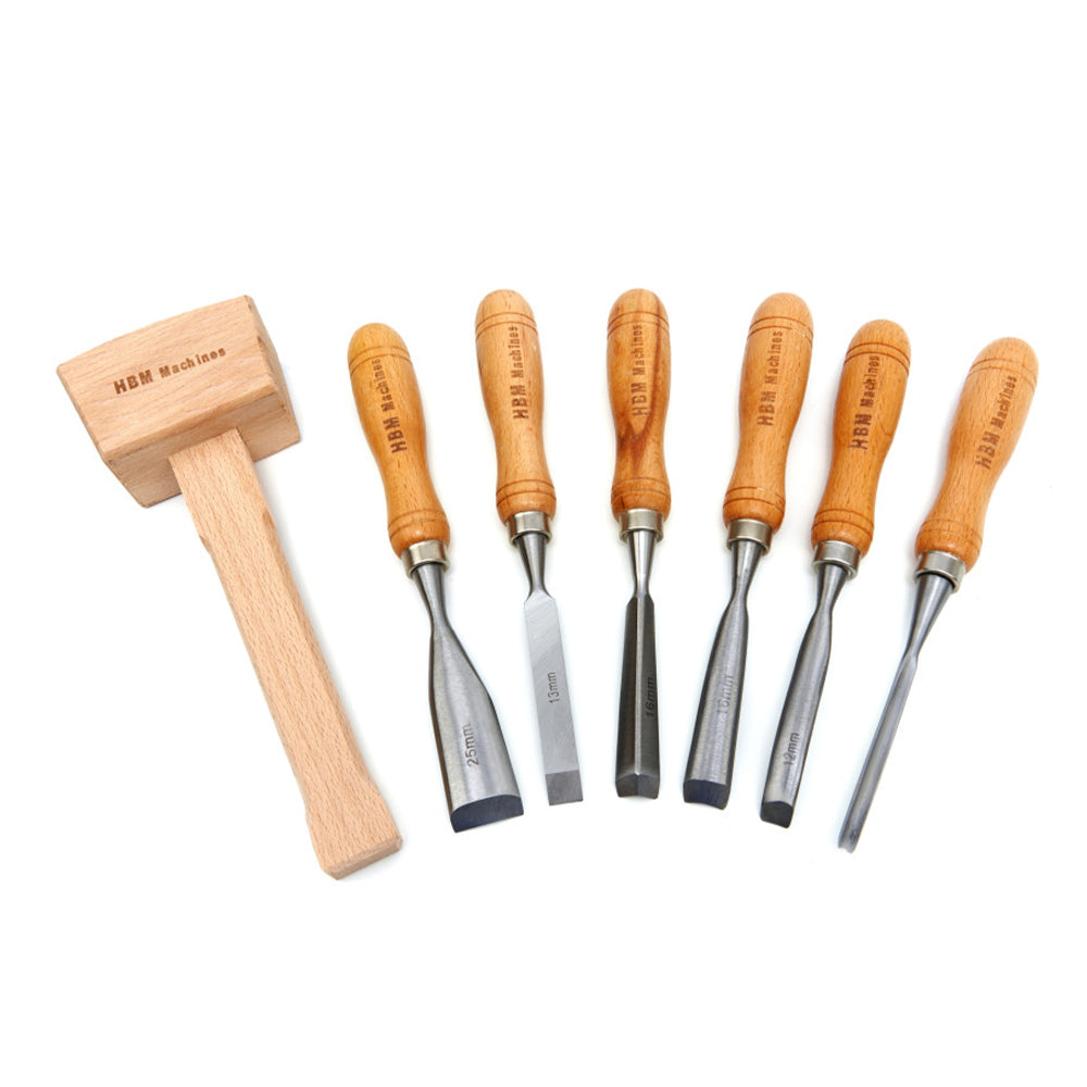 Set dalti pentru lemn cu ciocan 7 piese HBM