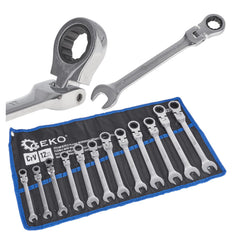 Set de 12 chei combinate cu clichet articulate 8-19mm