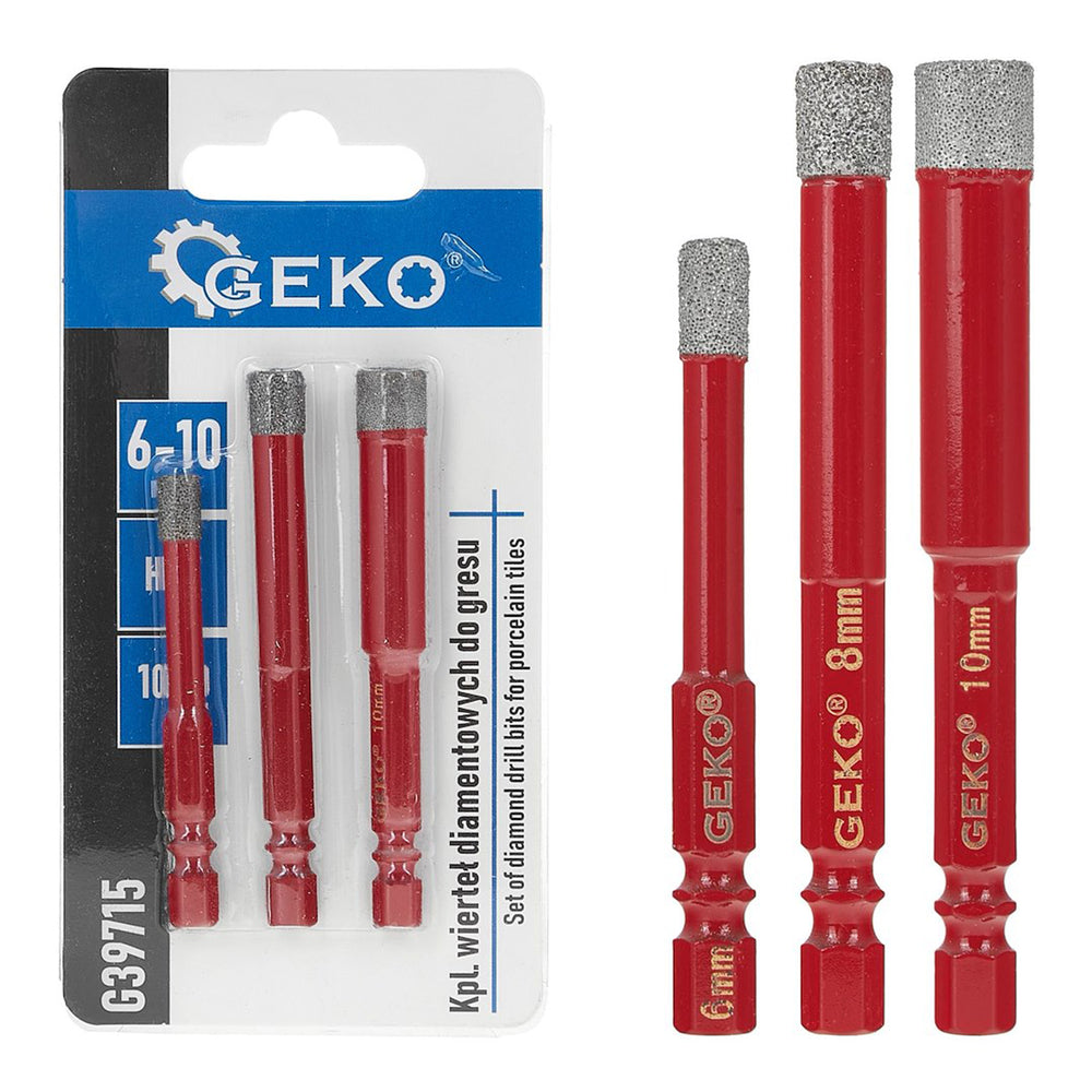 Set de 3 burghie diamantate pentru placi ceramice gresie faianta, 6-10mm