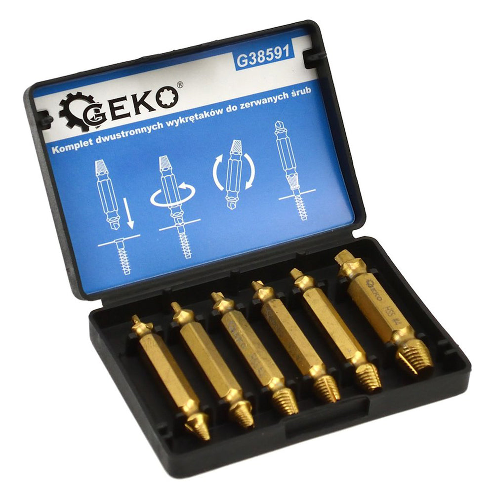 Set extractoare HSS pentru suruburi uzate 6 piese GEKO