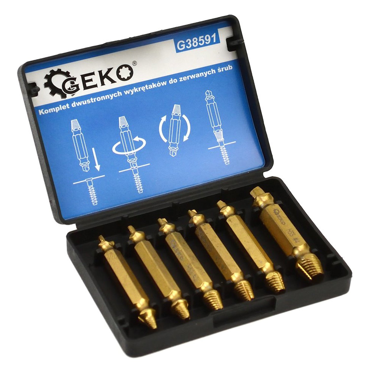 Set extractoare HSS pentru suruburi uzate 6 piese GEKO