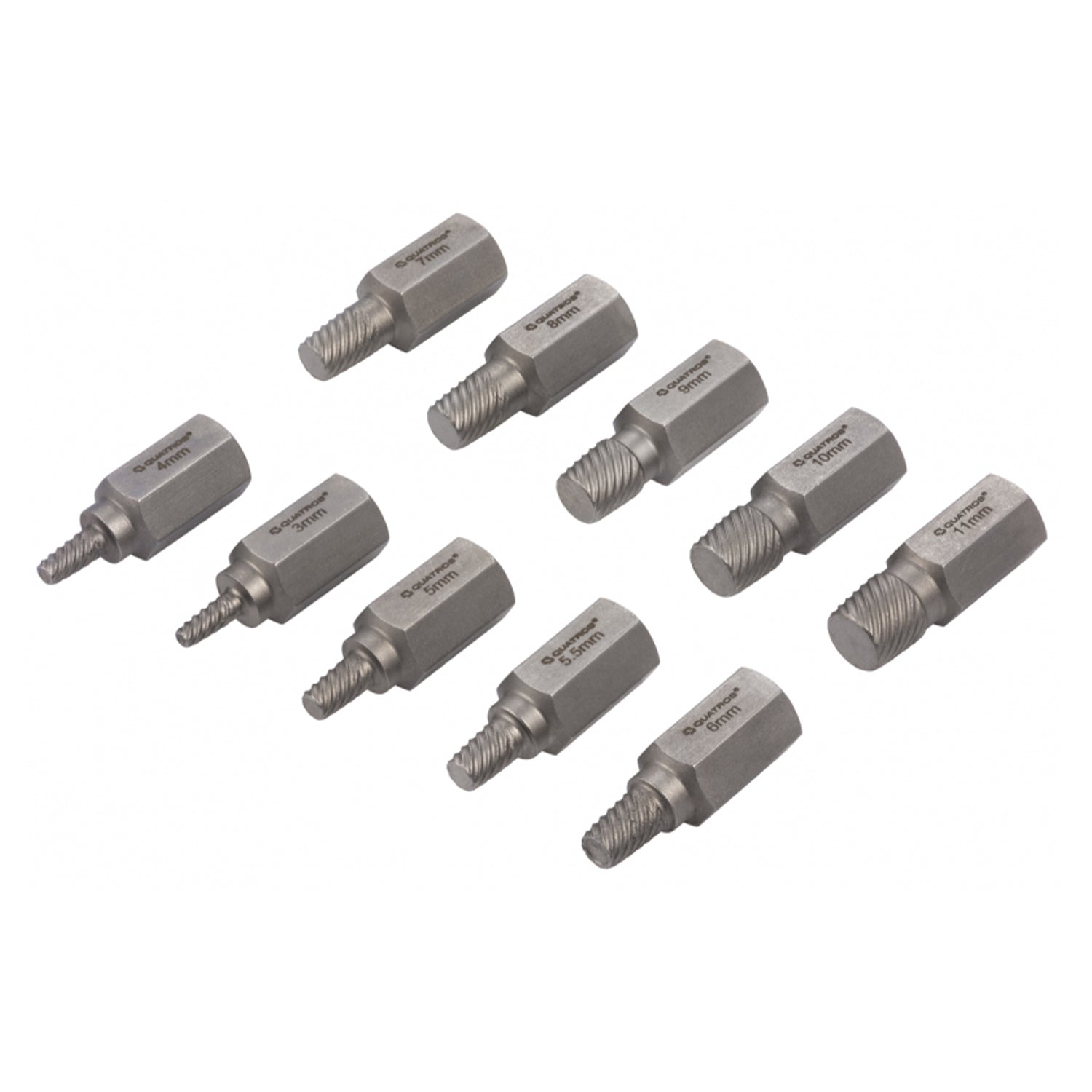 Set extractoare suruburi rupte uzate 10 piese QUATROS