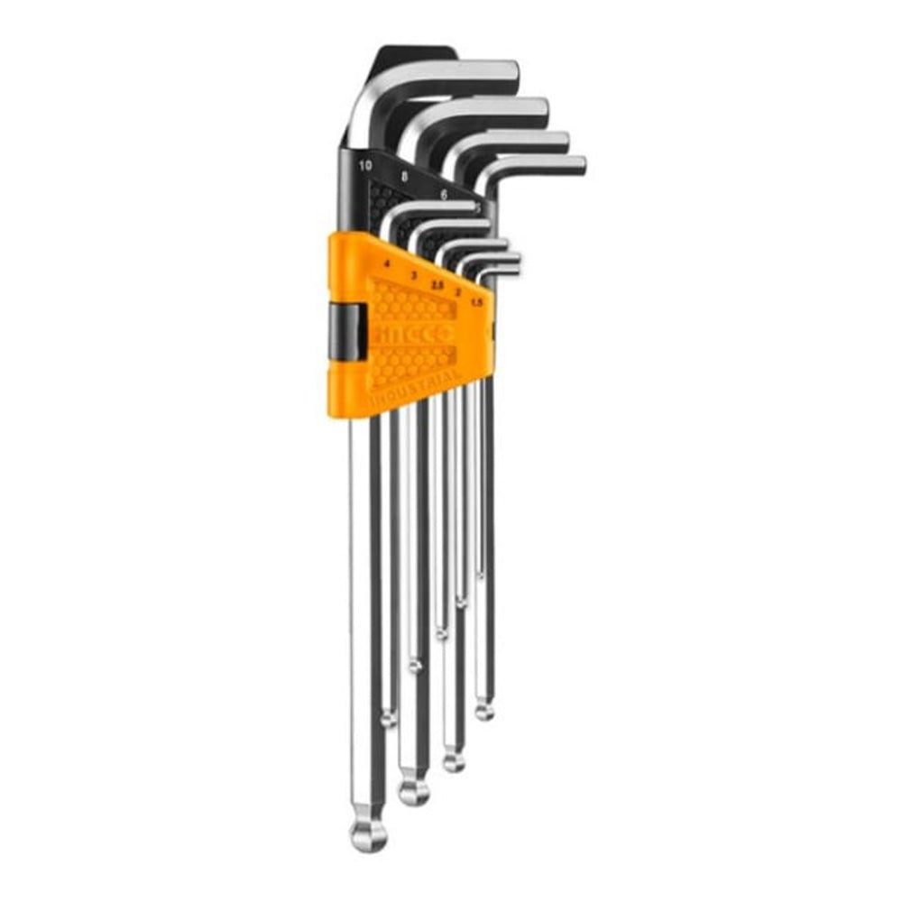 Set imbus tip l extra lung cu bila 1.5-10mm INGCO