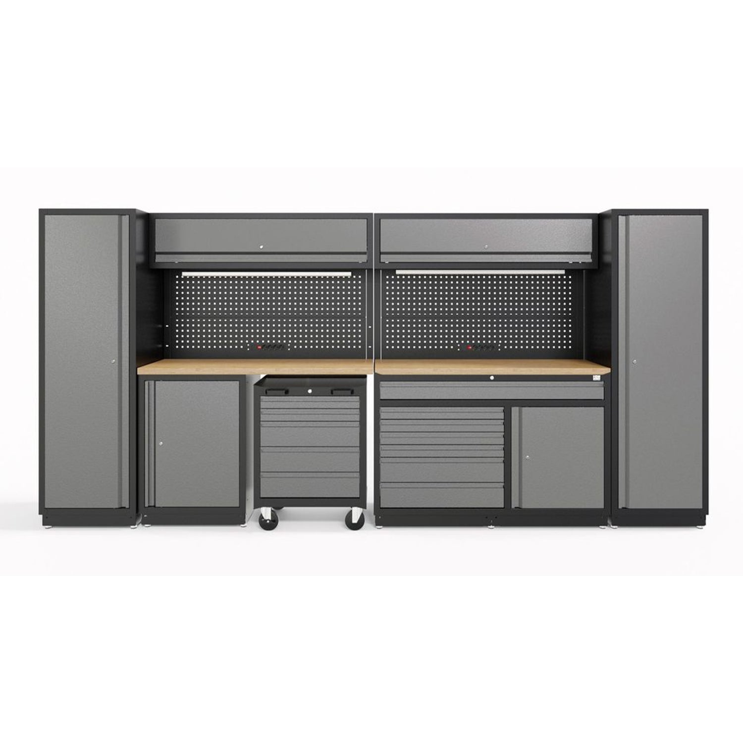 Set mobilier atelier mecanic profesional 420cm – 13 piese cu LED si blat lemn masiv – HBM OLANDA