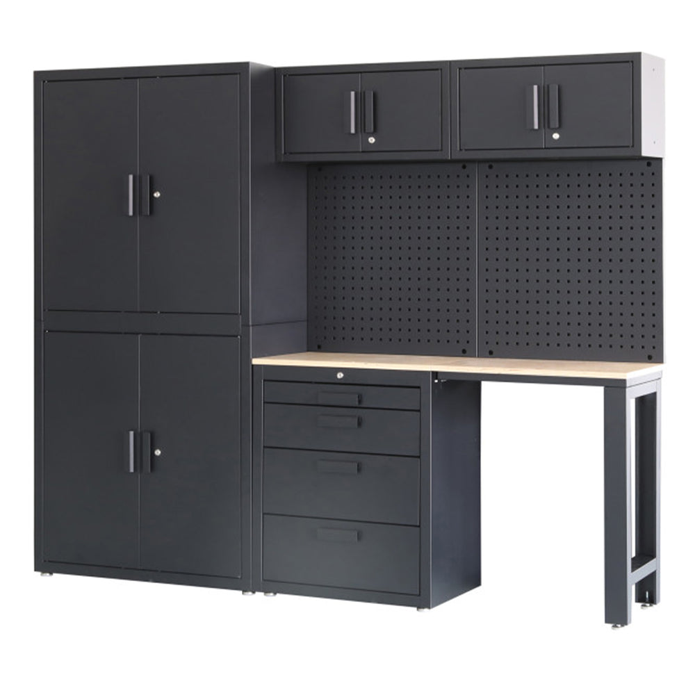 Set mobilier modular metalic premium pentru atelier 8 piese negru mat