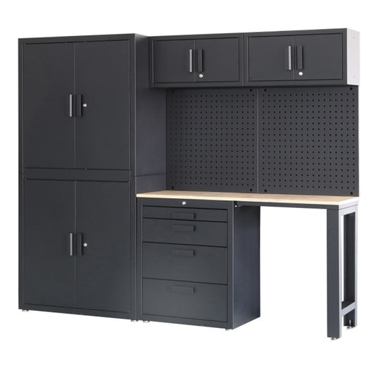 Set mobilier modular metalic premium pentru atelier 8 piese negru mat
