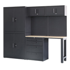 Set mobilier modular metalic premium pentru atelier 8 piese negru mat
