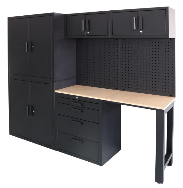 Set mobilier modular metalic premium pentru atelier 8 piese negru mat