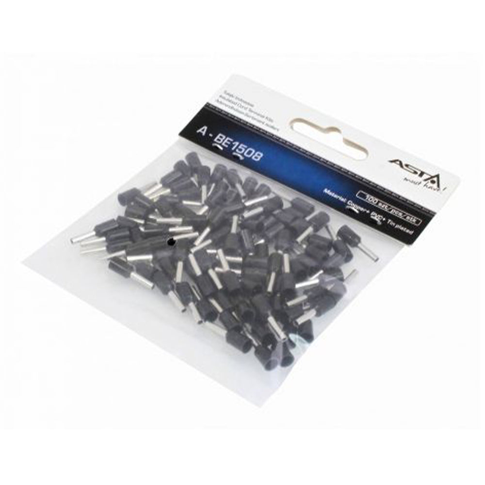 Set pin terminal cablu cu izolatie PVC negru 100 piese