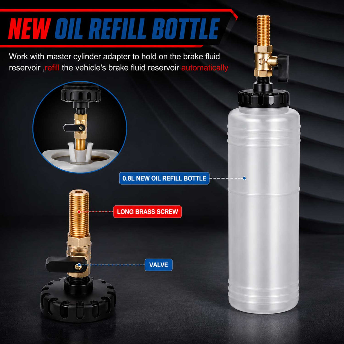 Set pistol pneumatic de aerisit si schimbat lichid, ulei  de frana, extractor si reumplere lichid de frana, cu 4 adaptori