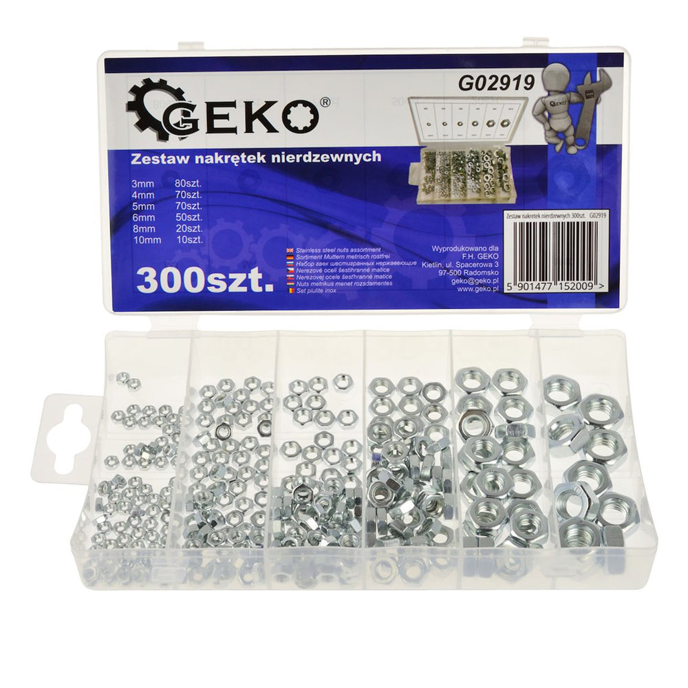 Set piulite otel inoxidabil 300 piese GEKO