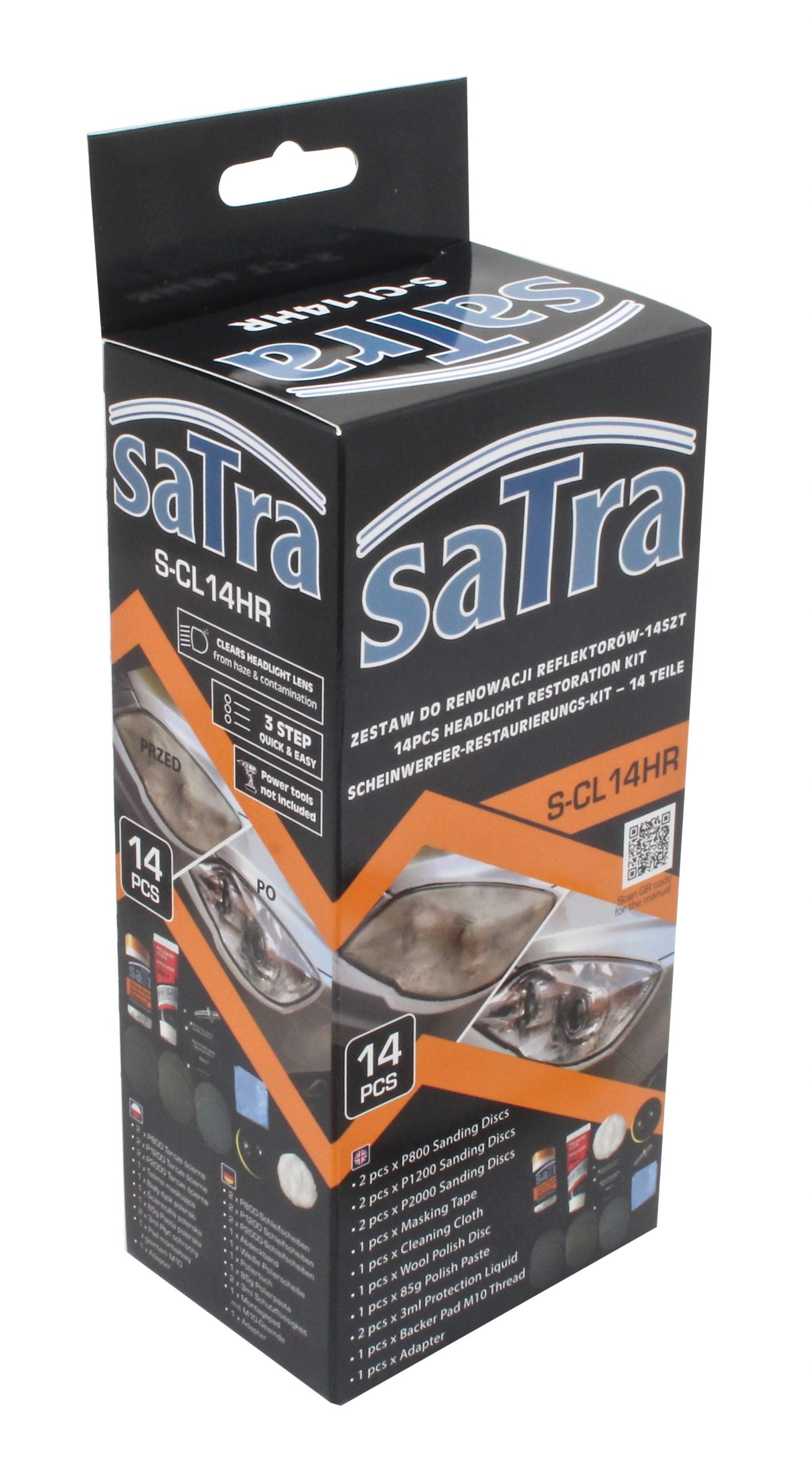 Set restaurare faruri 14 piese, discuri abrazive, pasta polish, lac portectie uv