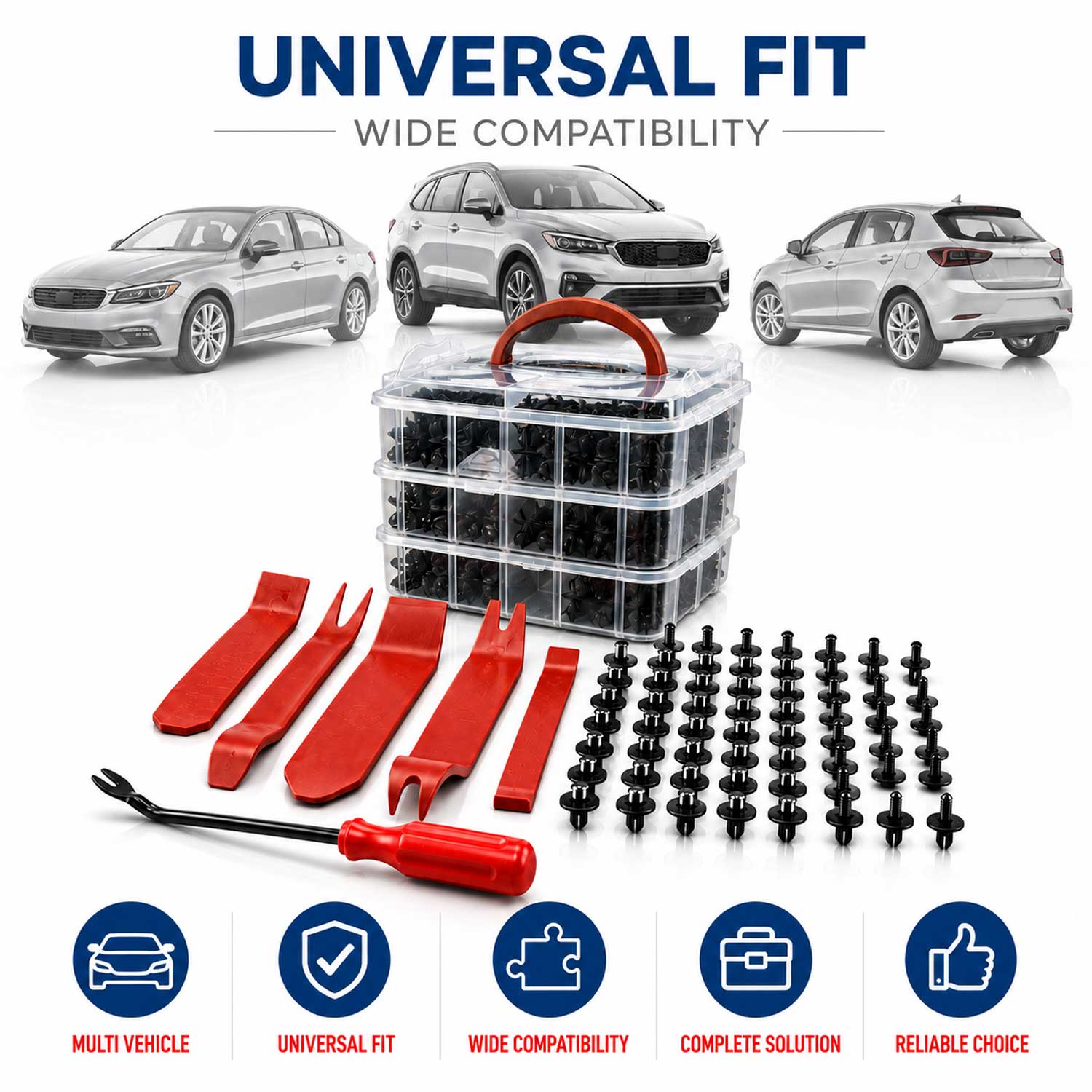 Set scula indepartat cleme tapiterii cu clipsuri cleme auto universale 620 piese GEBO TOOLS