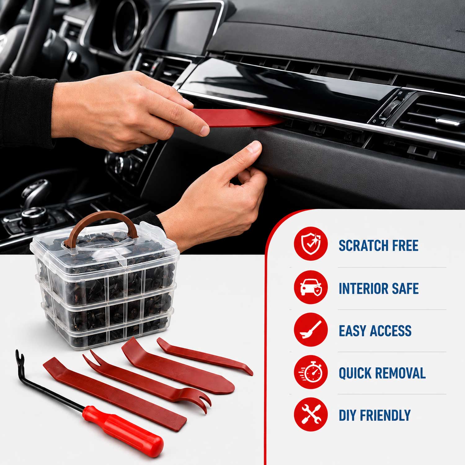 Set scula indepartat cleme tapiterii cu clipsuri cleme auto universale 620 piese GEBO TOOLS