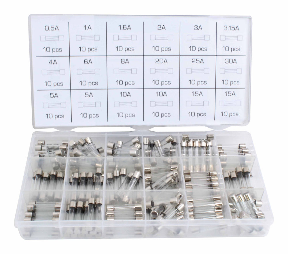 Set sigurante auto fuzibile din sticla 6x30mm 0.5a-30a 180 piese