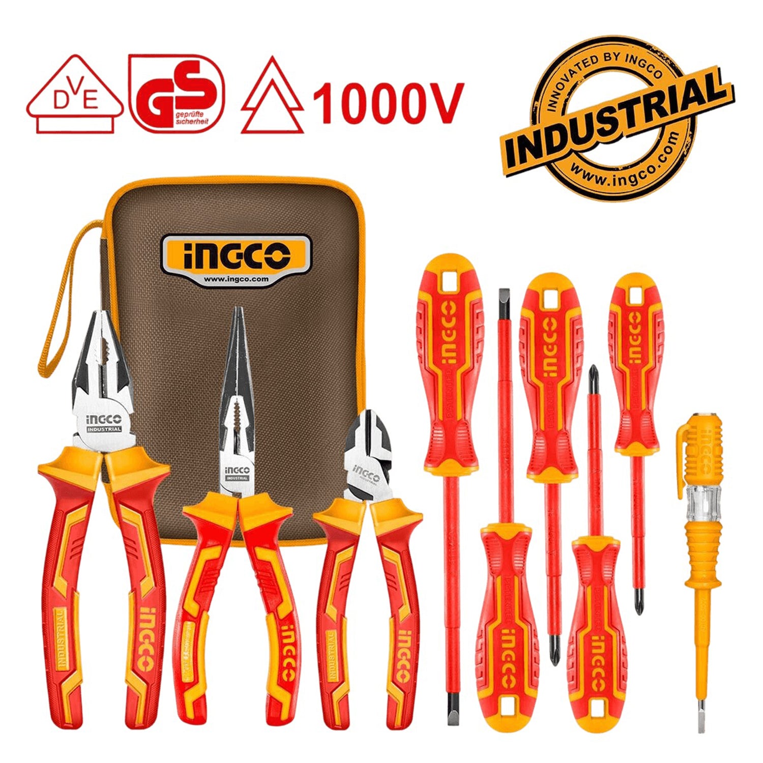 Set surubelnite si clesti pentru electricieni 9 buc - INGCO