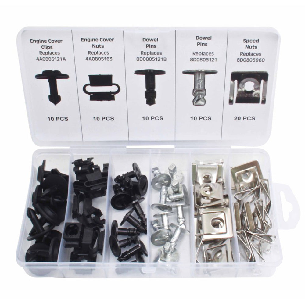 Set suruburi si cleme pentru fixare scut motor VAG 60 piese