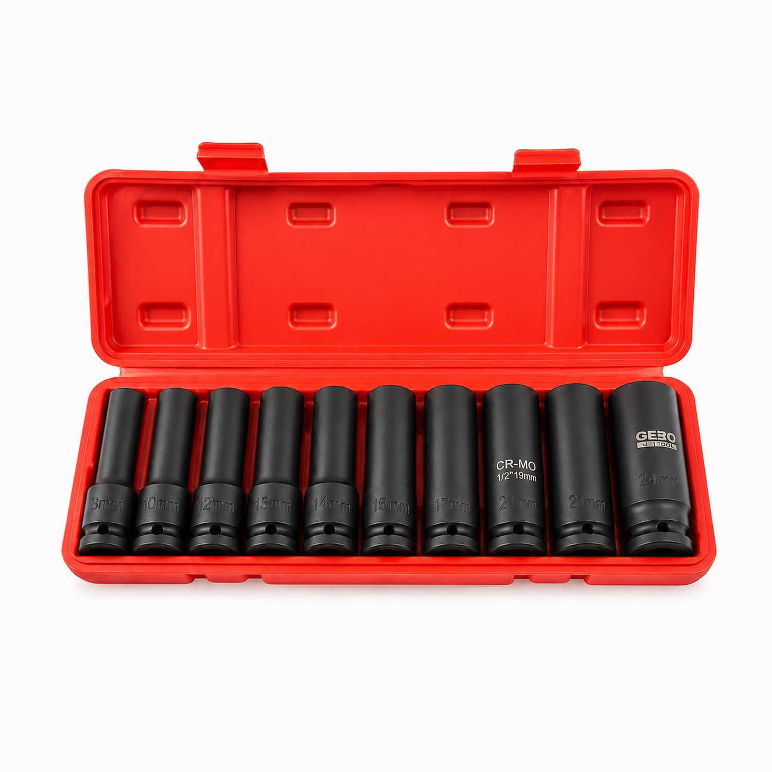 Set tubulare de impact hexagonale 1/2" 8-24 mm 10 piese Gebo Tools