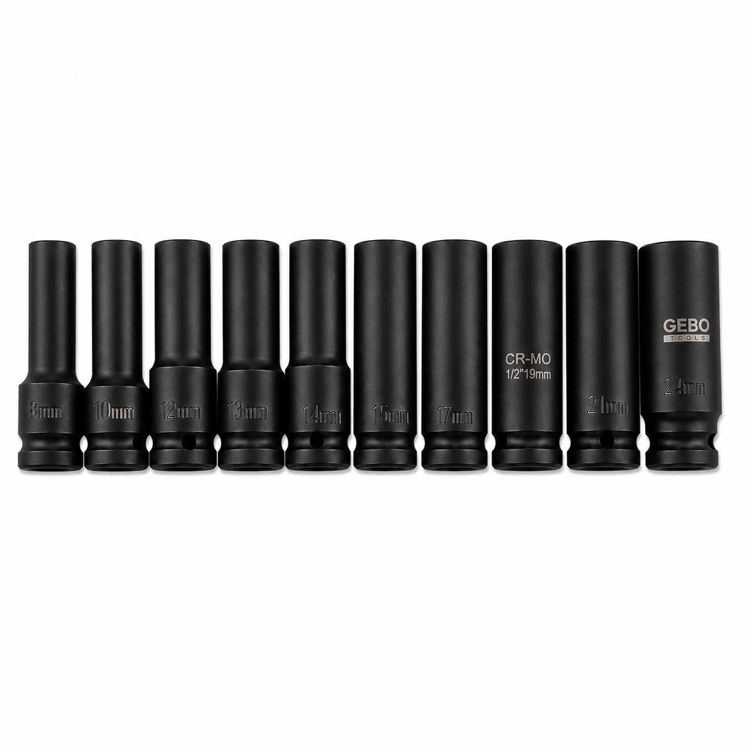 Set tubulare de impact hexagonale 1/2" 8-24 mm 10 piese Gebo Tools