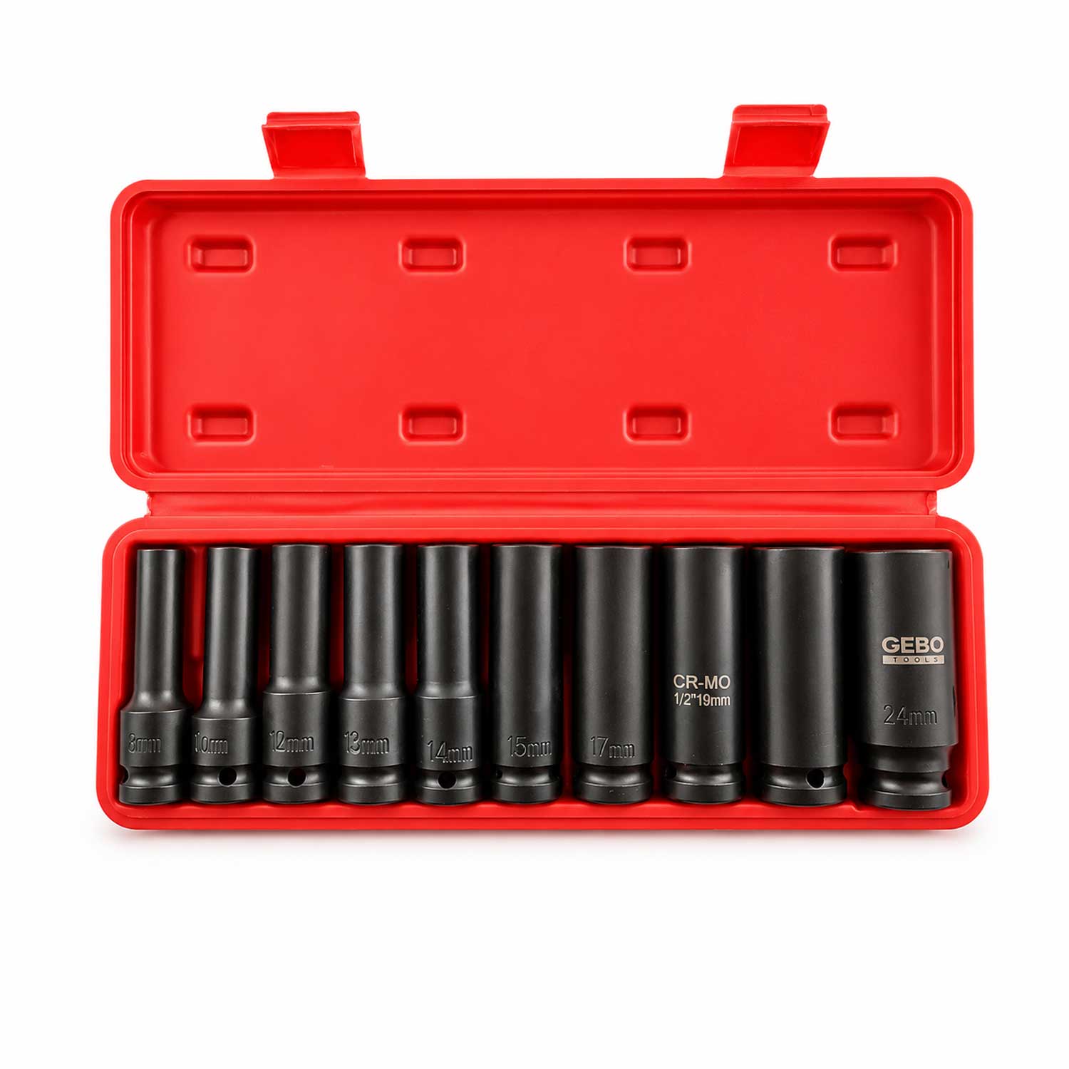 Set tubulare de impact hexagonale 1/2" 8-24 mm 10 piese Gebo Tools