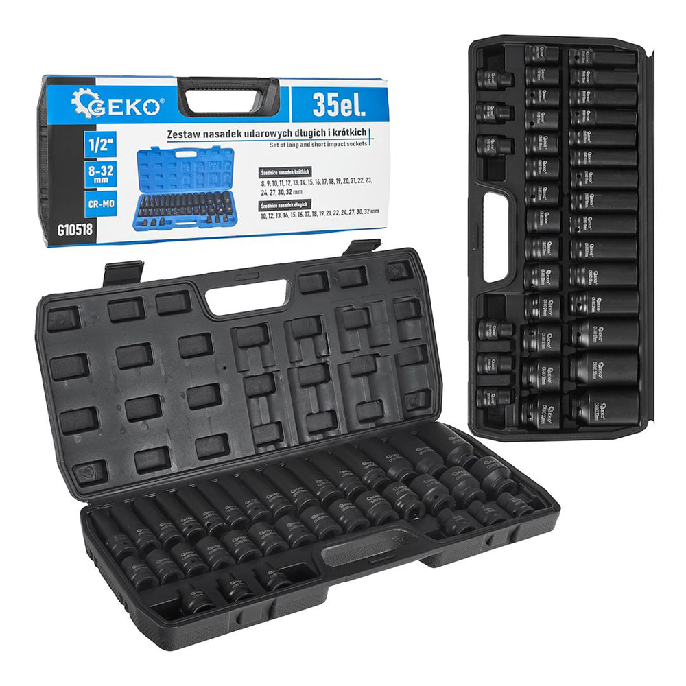Set tubulare de impact scurte si lungi 1/2 8-32mm 35 piese