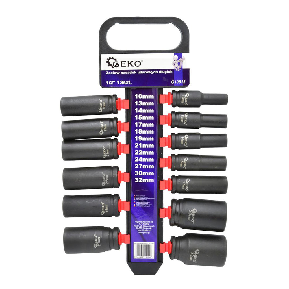 Set tubulare lungi de impact 1/2'' 10-32mm 13 piese GEKO