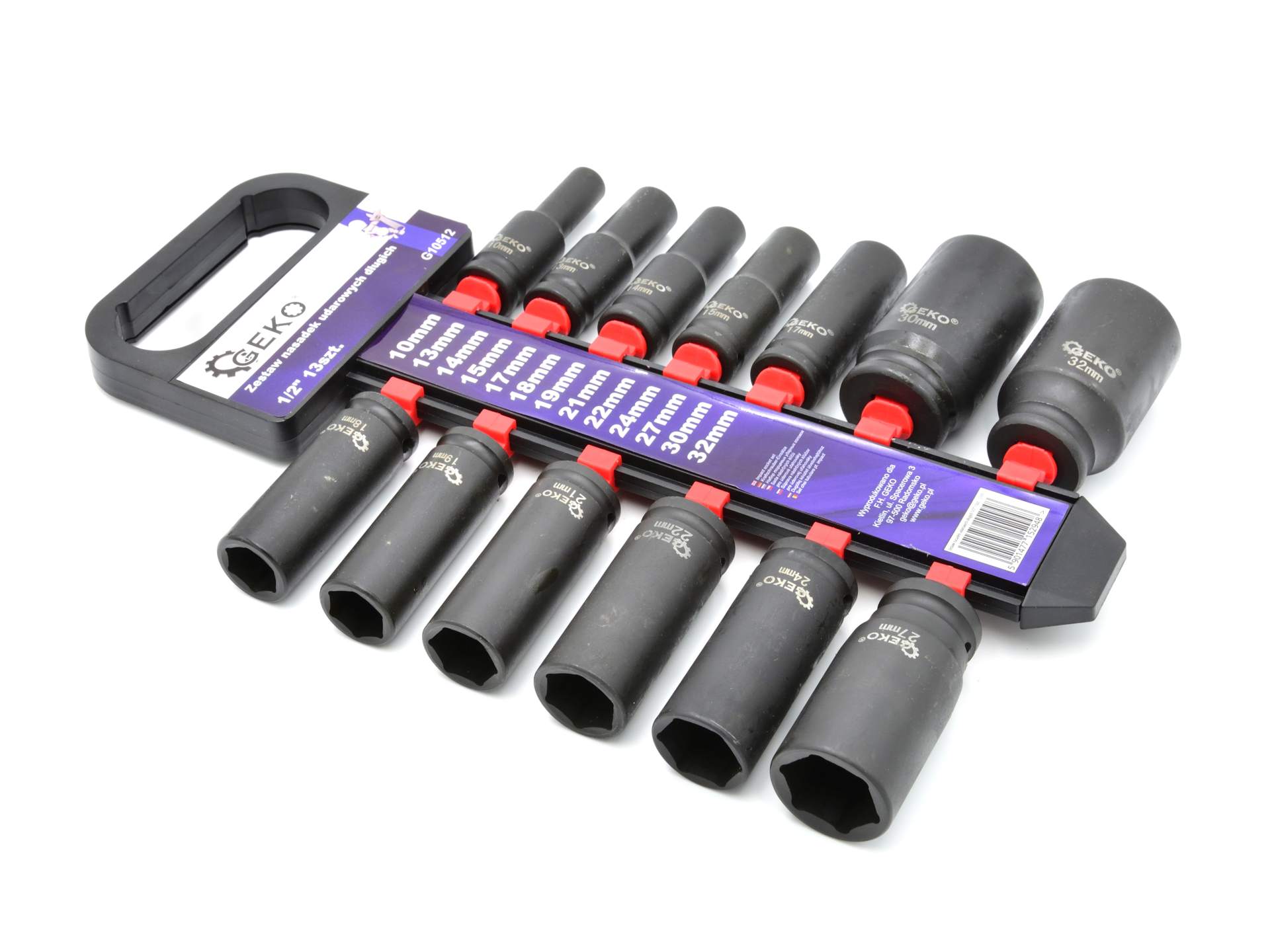 Set tubulare lungi de impact 1/2'' 10-32mm 13 piese GEKO