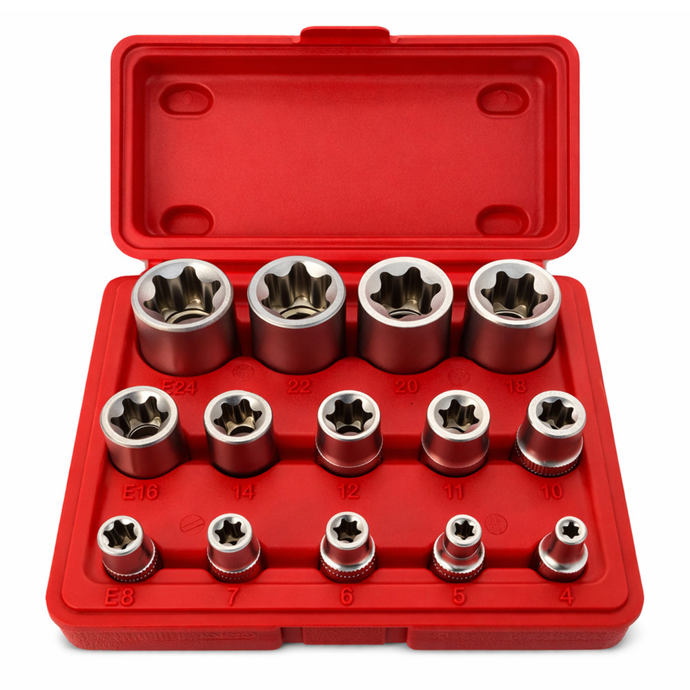 Set tubulare profil e e4-e24 1/4 3/8 1/2 14 piese GEBO TOOLS